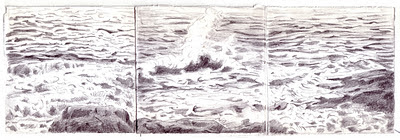 Katherine Kean, waves, drawing, triptych, modular art, ocean, coast, 