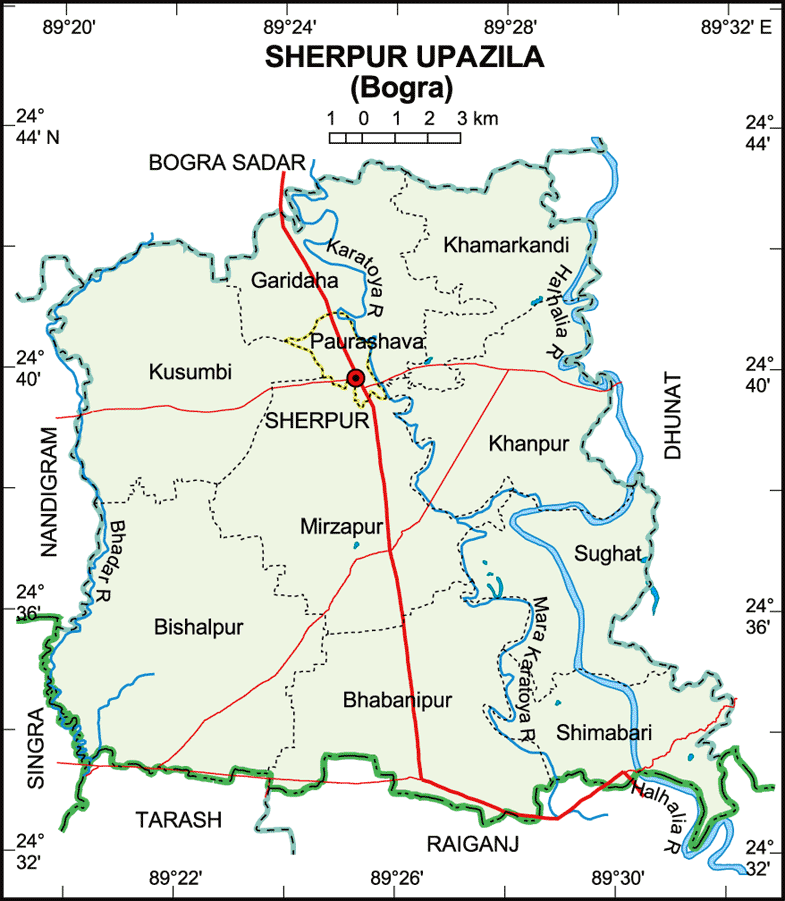 Map Of Sherpur District Maps Of Bangladesh: Sherpur Upazila