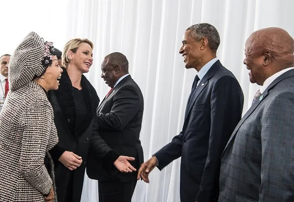 Princess Charlene, former US President Barack Obama, President Cyril Ramaphosa and King of the Zulu attend Nelson Mandela International Day