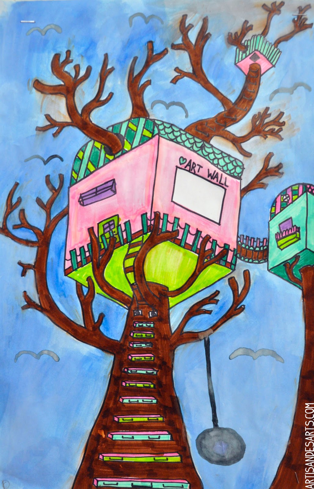 Artisan Des Arts 2 Point Perspective Fantasy Treehouses Grade 5 6 Artisan Des Arts 2 Point Perspective Fantasy Treehouses Grade 5 6