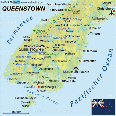 Political Map of Queenstown New Zealand