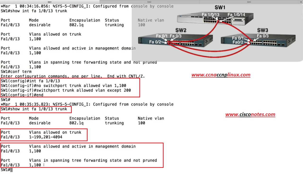 Trunking & Pruning Configuration Best Cisco CCNA CCNP and Linux
