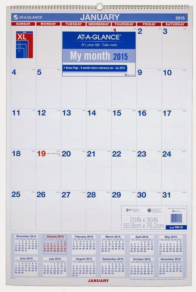 ATAGLANCE Monthly Wall Calendar 2015 (Large) Best Calendars for 2016