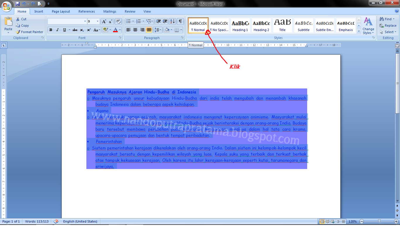 Cara menghilangkan blok warna di word