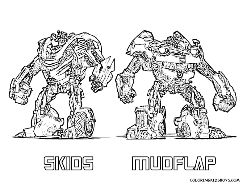 Skids & Mudflap Transformers Coloring Pages title=