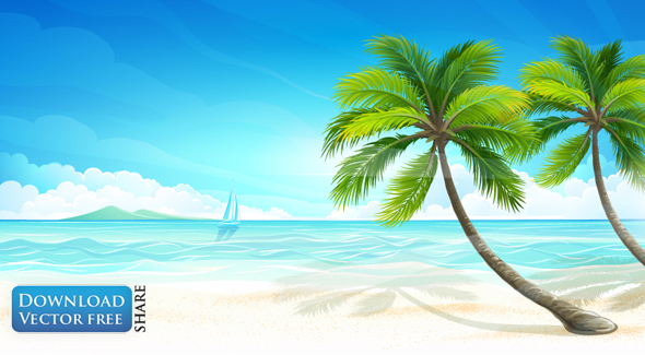 Nền bãi biển đẹp vector 1731 ~ MrPixelVn - Chia sẻ Đồ họa vector pixel miễn  phí