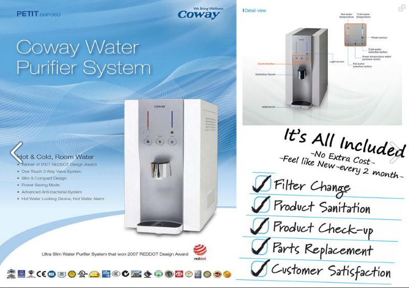 Ana Coway We Bring Wellness COWAY WATER FILTER PETITE ;) RM 110