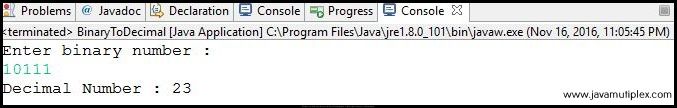 How to convert Binary number to Decimal number in Java?