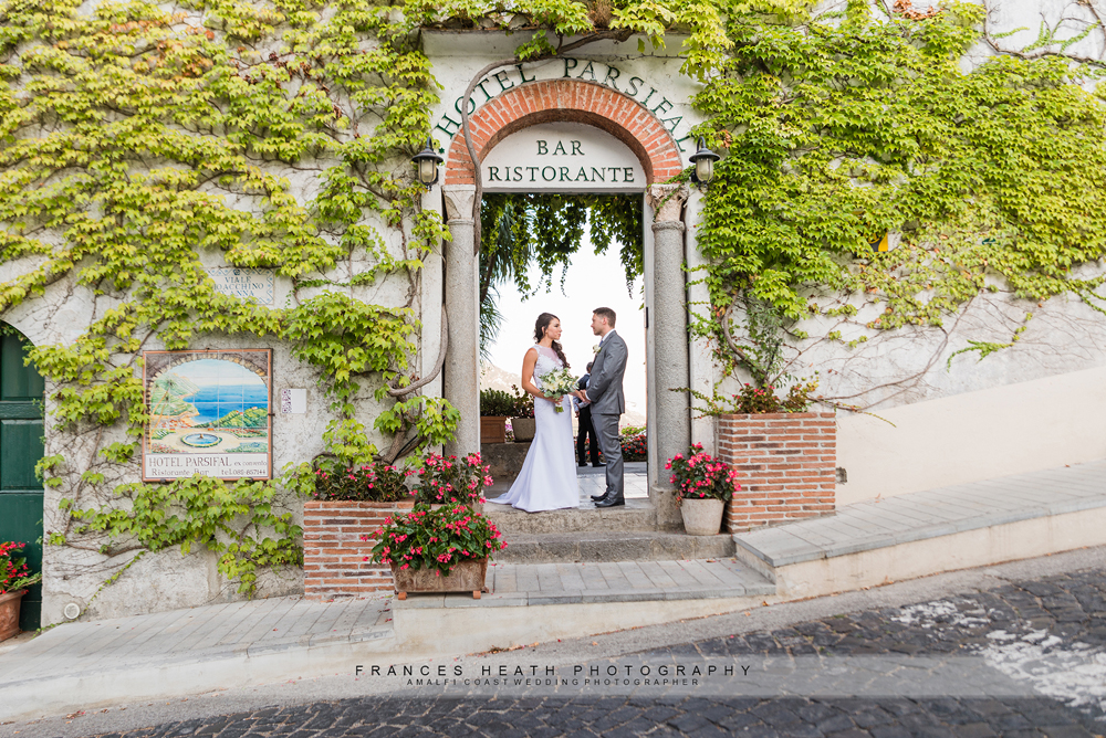 Bride and groom portrait in Ravello