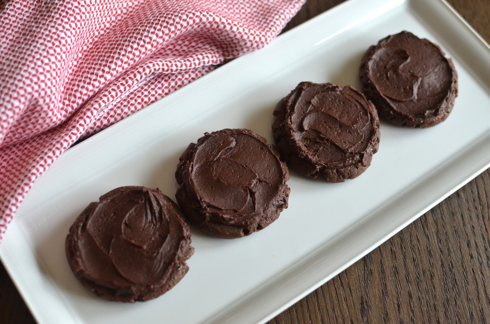 Playing with Flour Soft chocolate frosted cookies