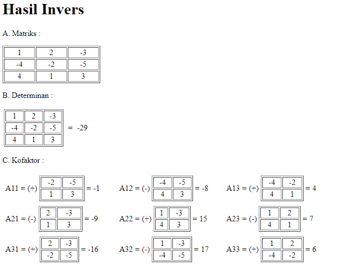 PROGRAM UNTUK MENGHITUNG INVERS MATRIKS ORDO 3X3