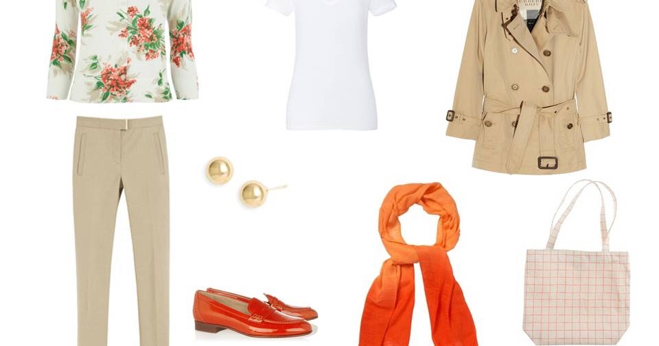 A Travel Capsule Wardrobe - Packing for Paris in orange and beige | The ...