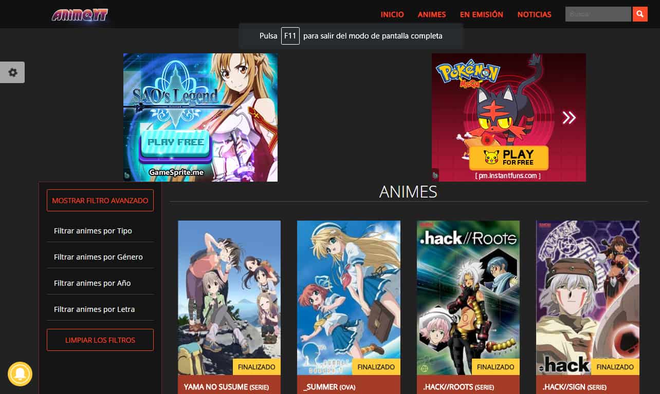 Cancelación de páginas ilegales de animes