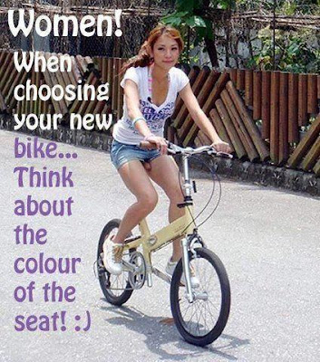 Women! Choose your bike seat colour carefully!