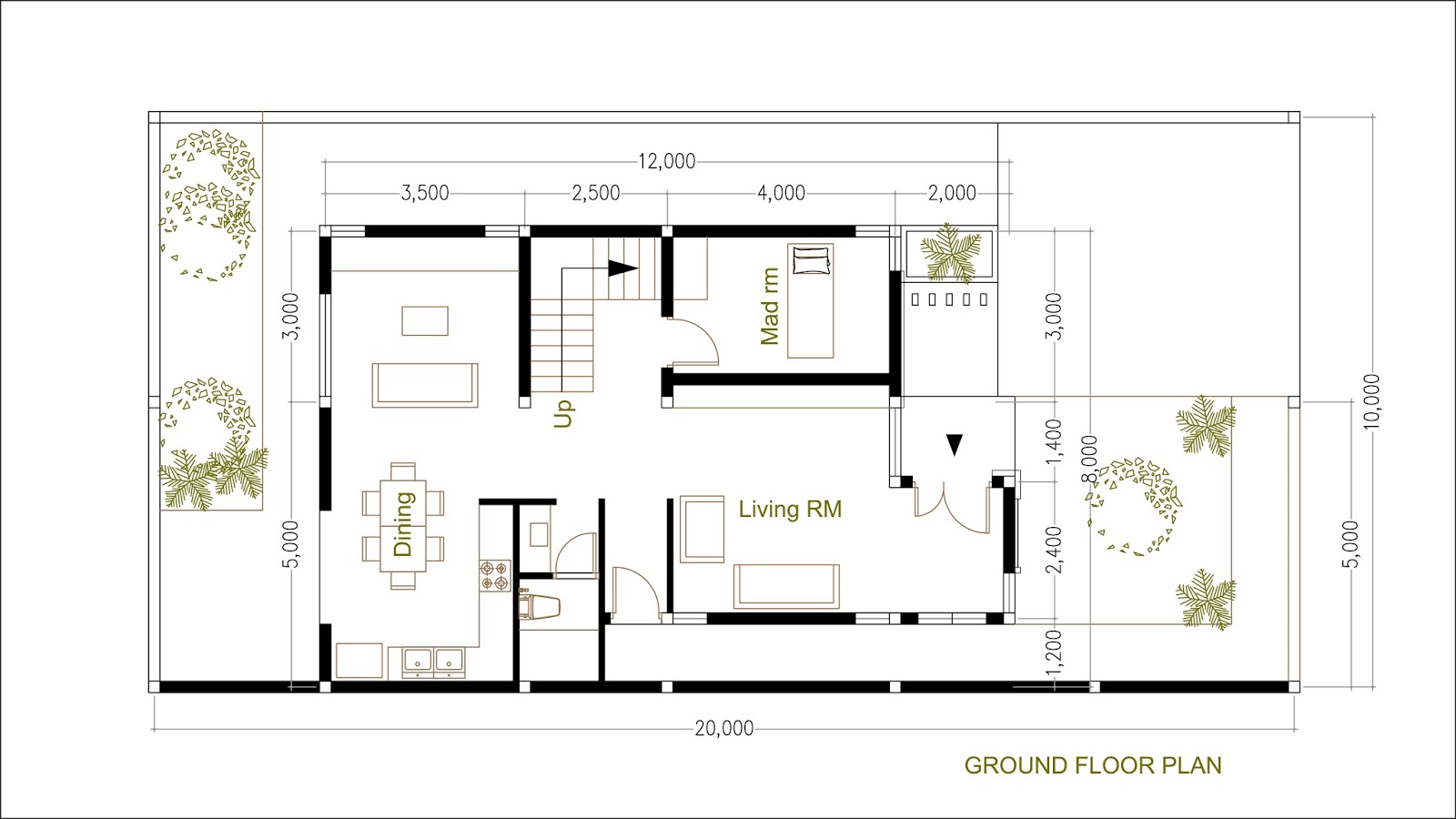 SketchUp Modern Home Plan Size 8x12m - House Plan Map