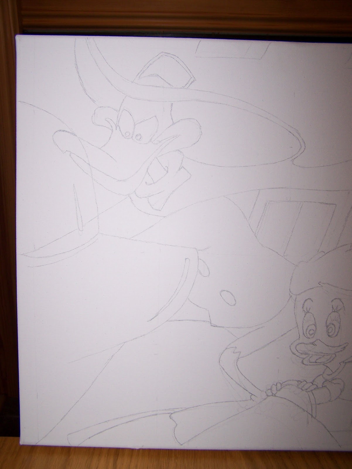 canvas and paints Darkwing Duck pencil outline