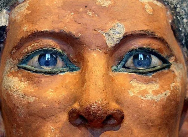 Crystal eyes of Egyptian statues