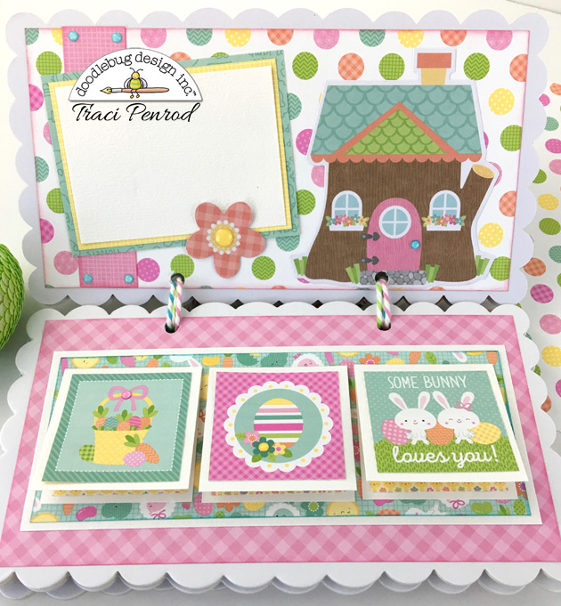 Easter Express Scrapbook Album with rabbits, treehouse, eggs, & flowers