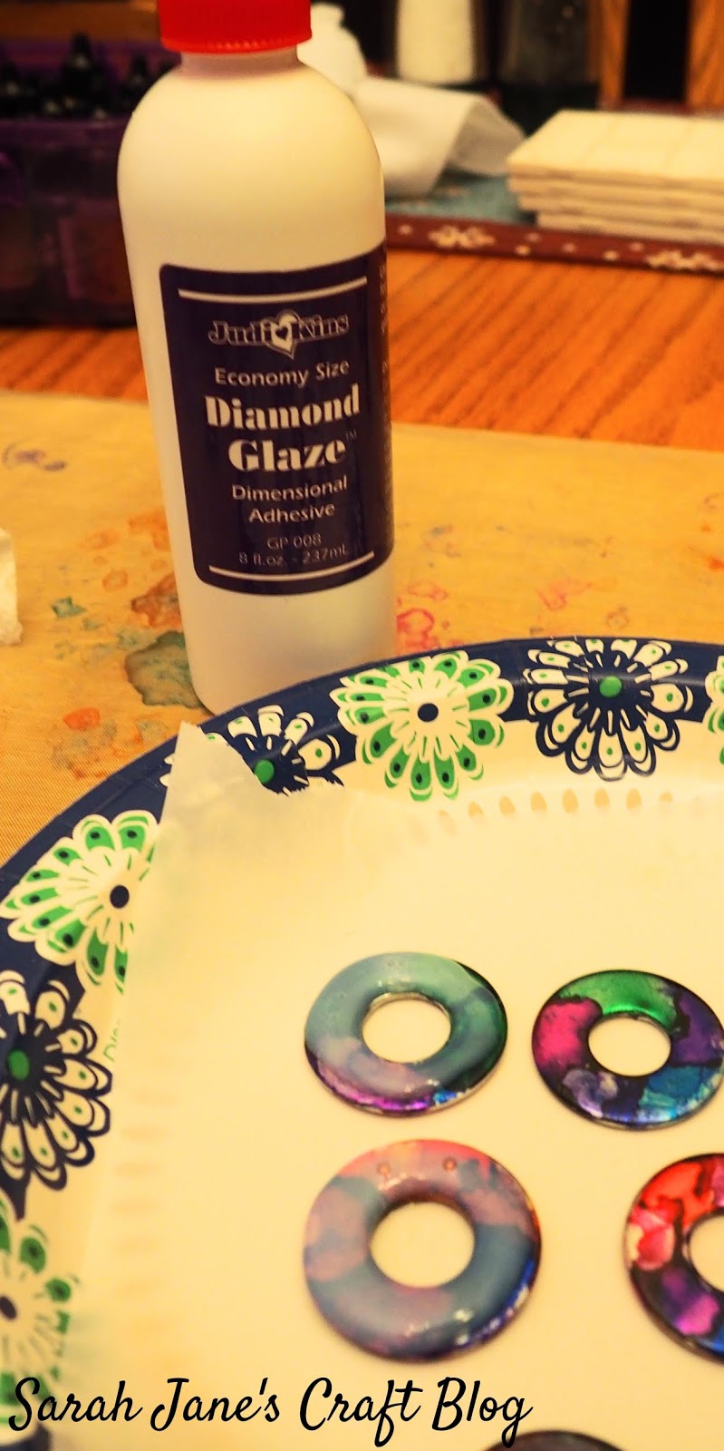 Glazed Alcohol Ink Washers Testing Three Types of Glaze