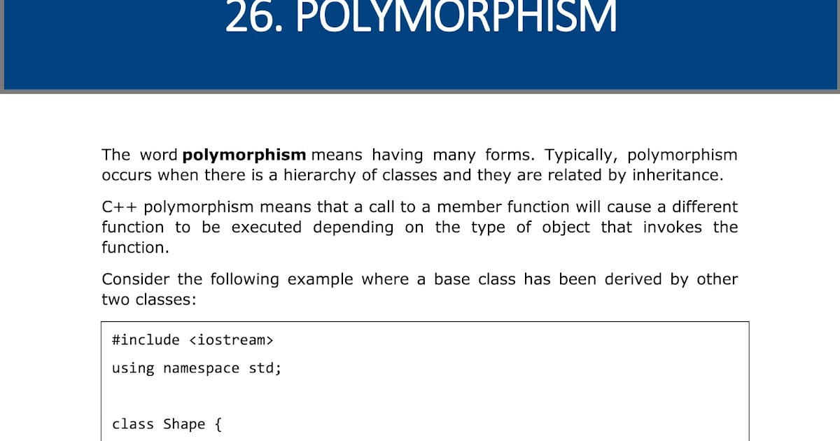 Computer Languages and Work From Home Jobs: C++ LANGUAGE POLYMORPHISM