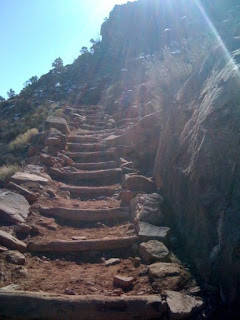 trail of stairs in grand canyon