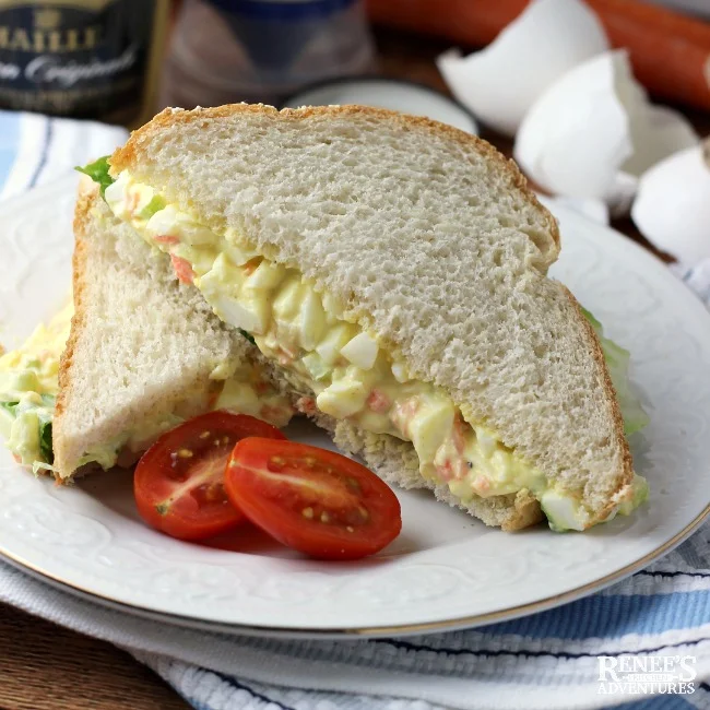Easy Egg Salad Sandwich on a white plate