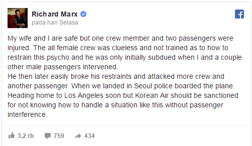 Anak Konglomerat Korsel Mengamuk di Pesawat, Penyanyi Richard Marx Kawatirkan Kejadian Tersebut! Anak Konglomerat Korsel Mengamuk di Pesawat, Penyanyi Richard Marx Kawatirkan Kejadian Tersebut!