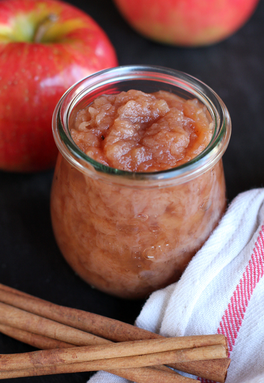 Slow Cooker Maple-Bourbon Applesauce || A Less Processed Life