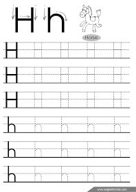 Letter h tracing worksheet for kindergarten
