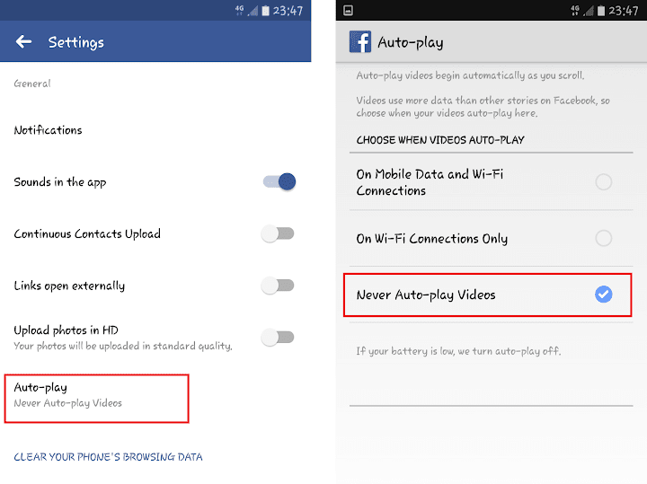 Langkah-Langkah Menonaktifkan AutoPlay Facebook Android Menonaktifkan Auto-Play Facebook Android