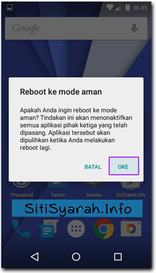 Safe Mode Android Kitkat dan Lollipop