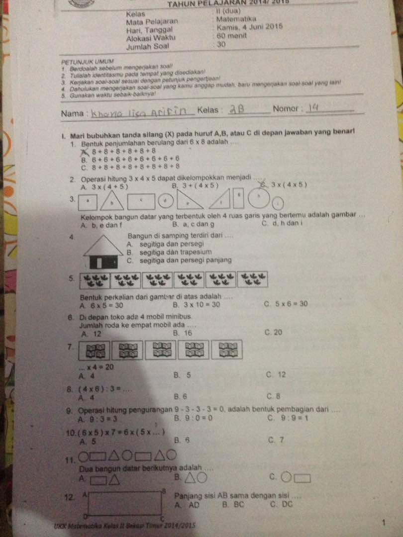 Persiapan Matang UKK Matematika Kelas 3 SD Persiapan Matang UKK Matematika Kelas 3 SD