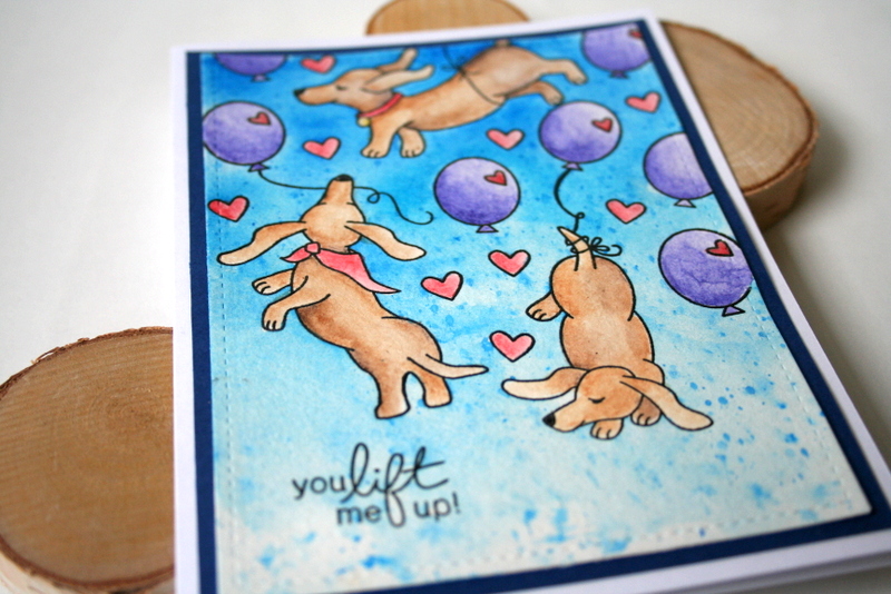 Watercolor Doxie Encouragement Card by Jess Moyer featuring Newton's Nook Designs Delightful Doxies