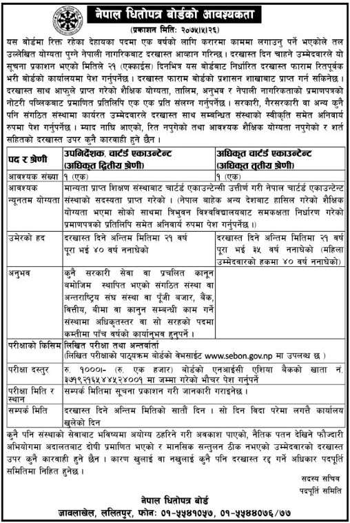 Nepal Dhitopatra Board Vacancy Announcement Notice