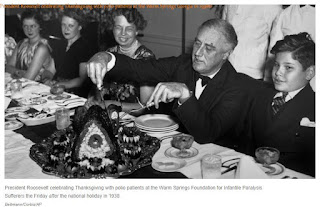 President Franklin D. Roosevelt celebrating  Thanksgiving with polio patients in Warm Springs, GA 1938