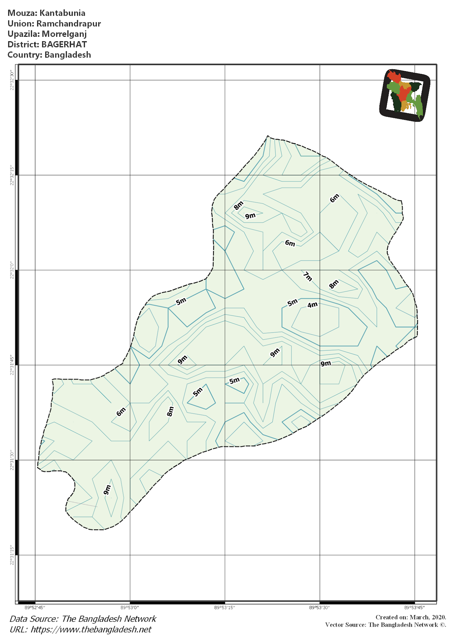 Map of Kantabunia Mouza of Morrelganj Upazila, BAGERHAT Map of Kantabunia Mouza of Morrelganj Upazila, BAGERHAT, Bangladesh.