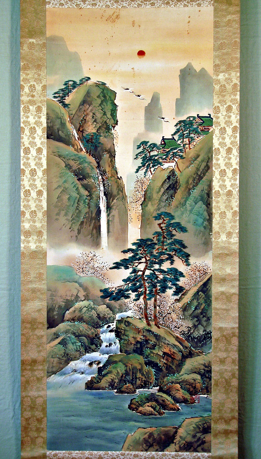 Japanese Scroll Paintings Vintage Japanese Horai/Penglai Scroll Painting