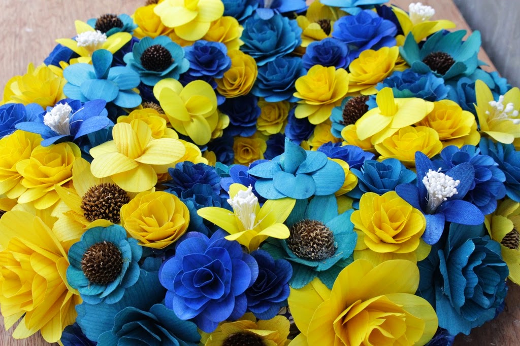 Royal Blue and Yellow Wedding: Bouquets, Pomanders, Corsages and