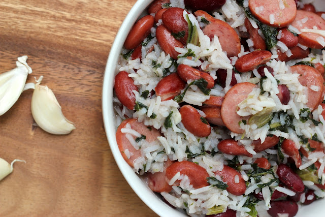 Prepare this garlicky red beans and rice dish with a special "green" ingredient!