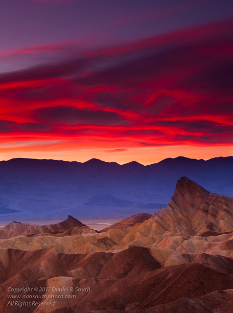 a photography of zabriskie point in death valley at sunset