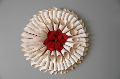 how to make a book page wreath for Christmas