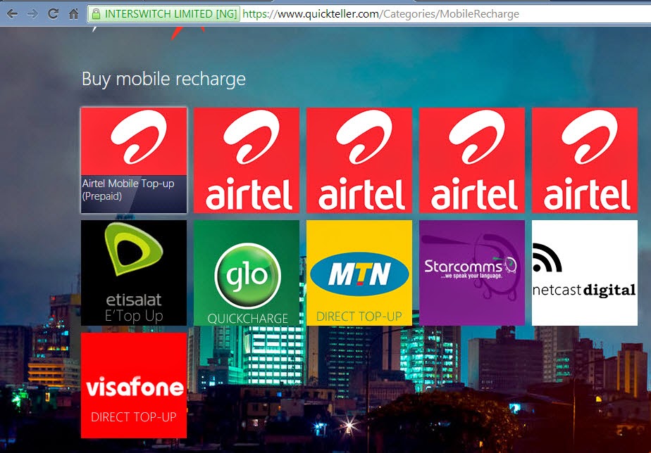 How To Recharge Your Phone (Buy Airtime) Via Interswitch's Quickteller or GTBank Mobile App