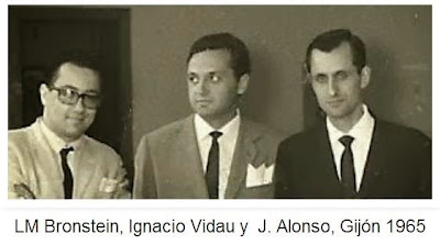 Luis M. Bronstein, Ignacio vidau y José Ramón Alonso en el Torneo Internacional de Gijón de 1965