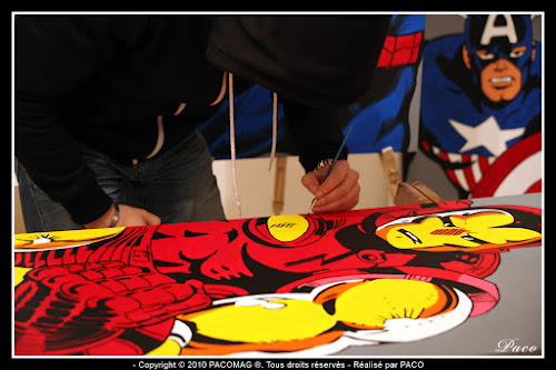 IRON MAN Par Paco illustrateur graphiste, artiste peintre travail de mise en couleur sur la toile de IRON MAN Par Paco illustrateur graphiste, artiste peintre