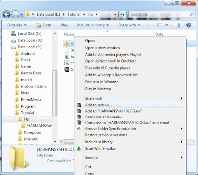 Add to archive - Mengunci Folder dengan Winrar - Windows