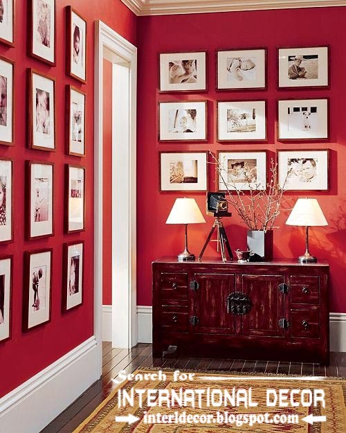 color combinations with red color in the interior, red wall with frames