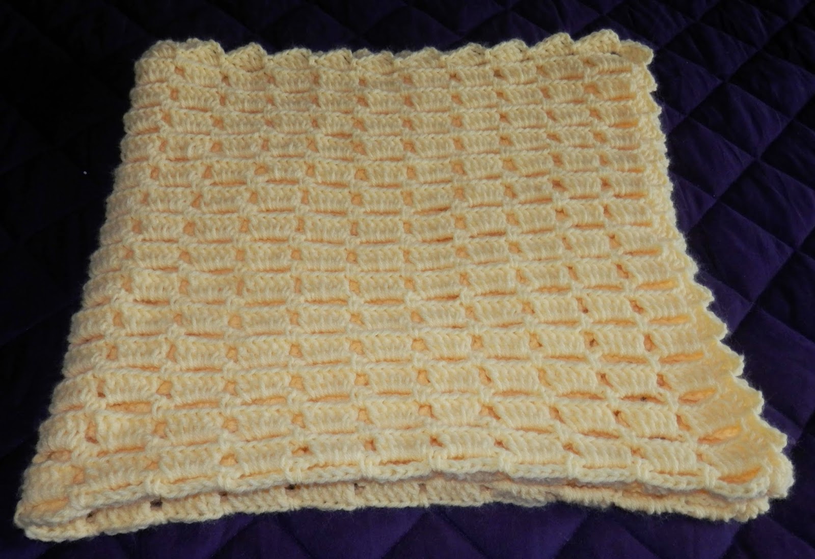 Karens Crocheted Garden of Colors Yellow Baby Blanket