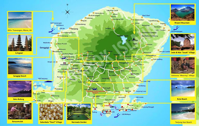 Tourism Map of Lombok Island