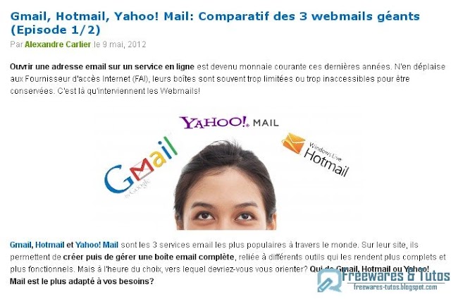 Le site du jour : comparatif Gmail, Hotmail et Yahoo! Mail