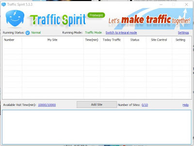 Tampilan awal Software Tool Generate Traffic - Bot Traffic Spirit Tampilan awal Software Tool Generate Traffic - Bot Traffic Spirit